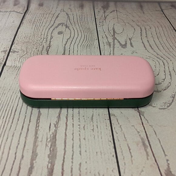 Kate Spade New York Eyeglass Sunglass Hard Case Pink Green With Cloth - Picture 4 of 11